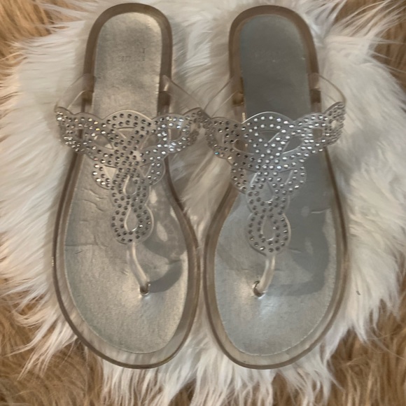 STUART WEITZMAN JELLY RHINESTONE FLATS. - Picture 1 of 5